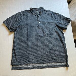 GREI NEW YORK blue textured short sleeve button up shirt‎